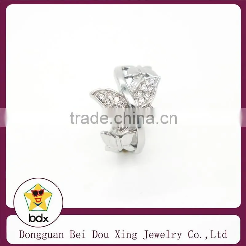 2015 shiny and sparkling heart sharp rhinestone stainless steel rings