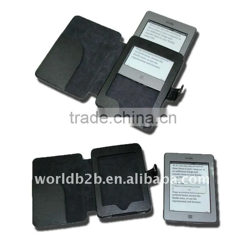 Black Booklet design Leather Cover Case for the Kindle Touch