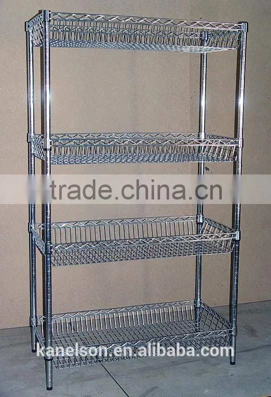 chromed metal wire shelf