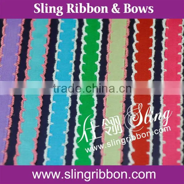 Stitched Grosgrain Ribbon With Polka Dots Printed