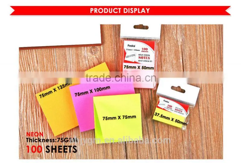 Hot Sale Neon Offset Paper Self-sticky/Memo Pad/Notes/Lable Set