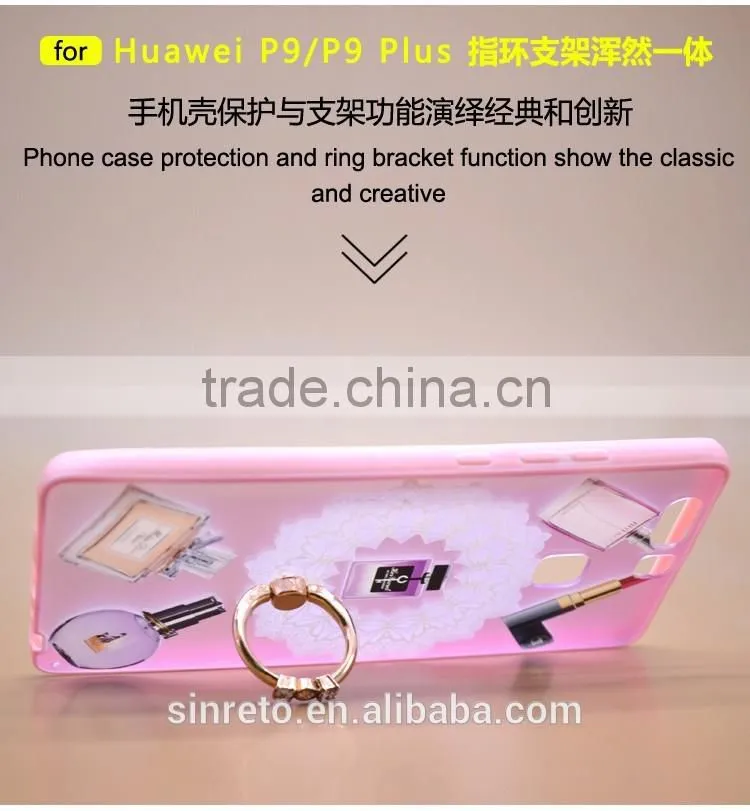 Perfume TPU+PC 2-in-1 Hybrid Pattern Phone Case With Ring Bracket Compatible Brand For Huawei P9/P9 Plus