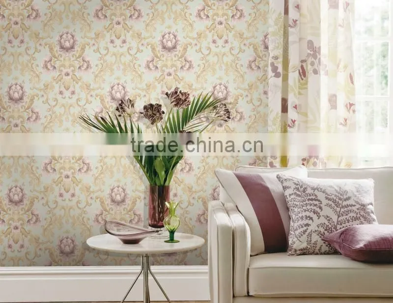 Beautiful flower embossed wallpaper in blue color