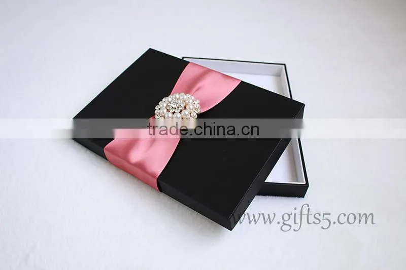 Elegant black packaging boxes for wedding invitations