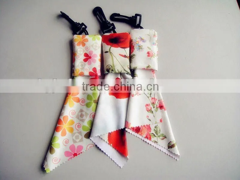 promotional microfiber key chain cleaning cloth/eyeglasses cleaning cloth/key chain cloth