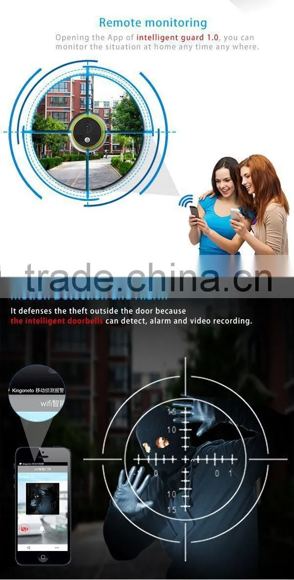 Hot sale Alibaba China supplier Intelligent Awareness Wifi doorbell with Motion sensor(Android and IOS)