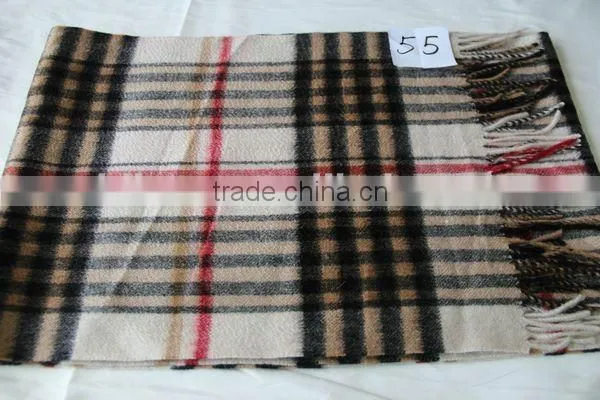 wool/cashmere blended checked scarfs for men