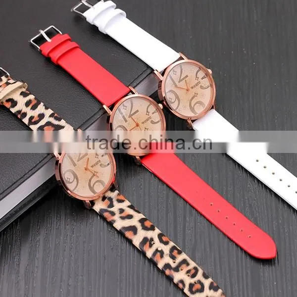 Latest Design Rose Gold Leather Leopard Watch For Women