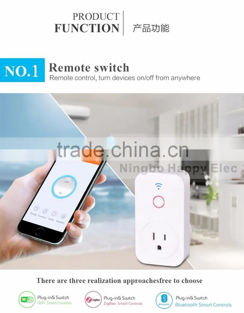 wifi/ zigbee/bluetooth plug in control light Wi-Fi smart plug wifi socket