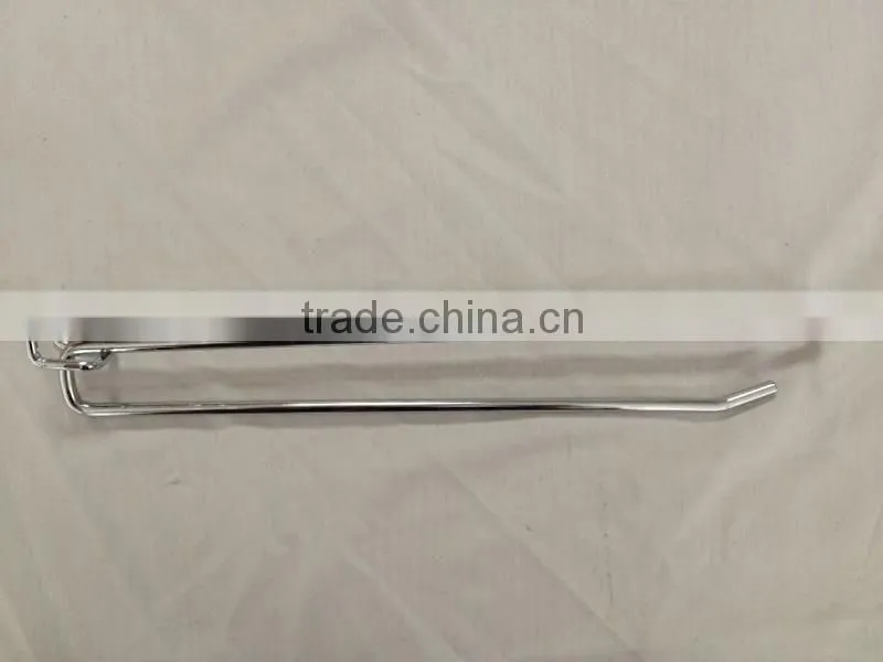 Double Prong Slat Wall Hook with Overhead Arm for Price Ticket