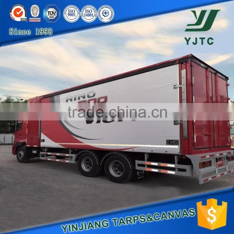 Waterproof Vinyl polyester tarpaulin side curtain / blue dump truck tarps 20x20