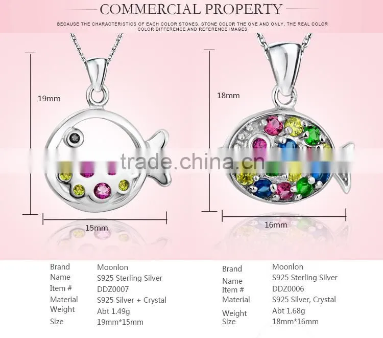 Hot Sale Popular Fish Jewelry With Colorful Gemstones Necklace Pendants
