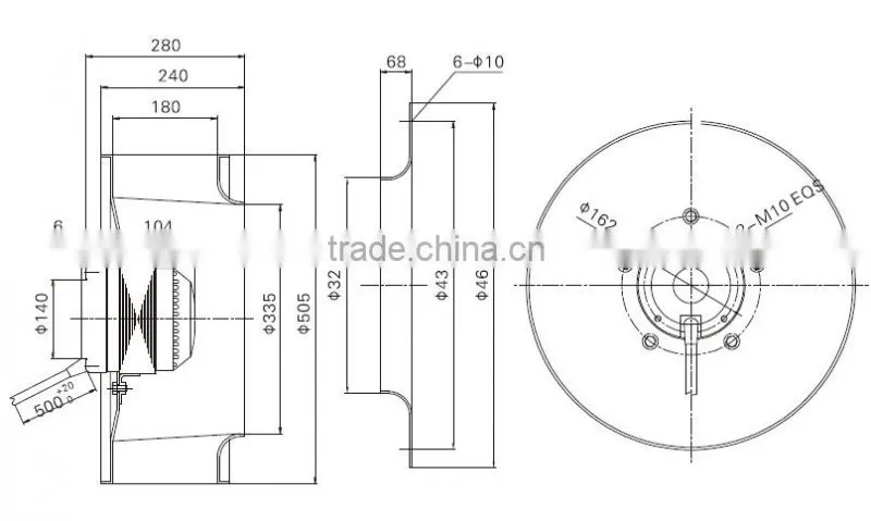 500mm centrifugal fan backward inclined with AC