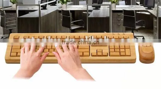 Factory supply 100% Bamboo Handcrafted Keyboard and Mouse Combo, wired and wireless style both available