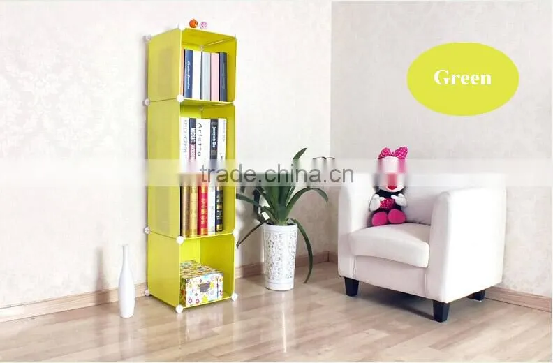 4 cubes without door cheap bookcases with plastic material (FH-AL0016)