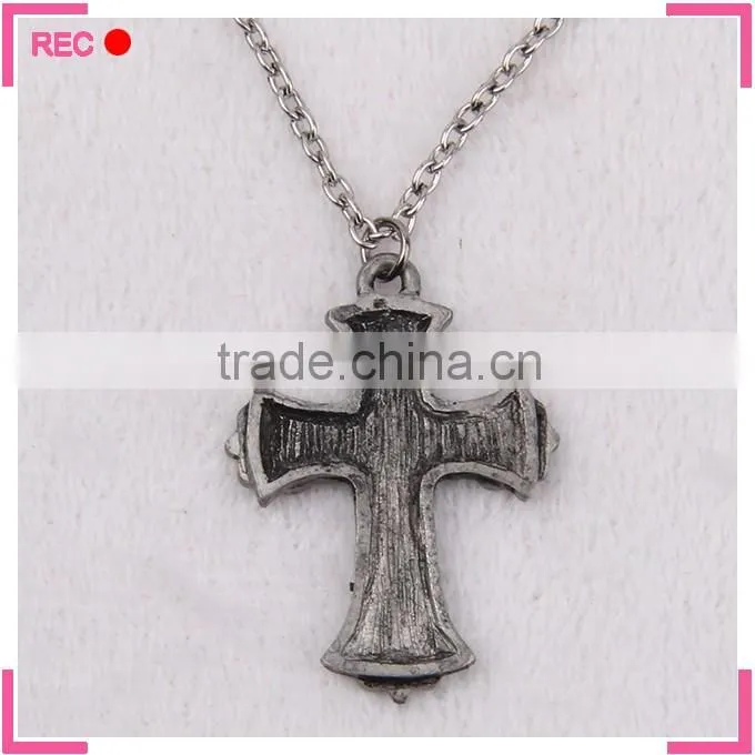 Meaningful pendant necklace antique copper, religious cross necklace