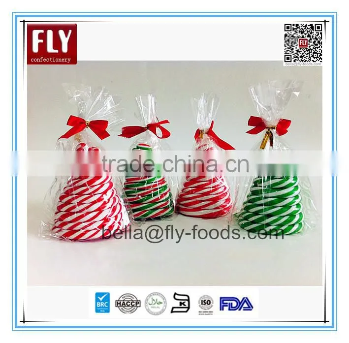 Seasonal Customized Xmas Tree Shape Individual Wrapped Hard Christmas Candy Cane