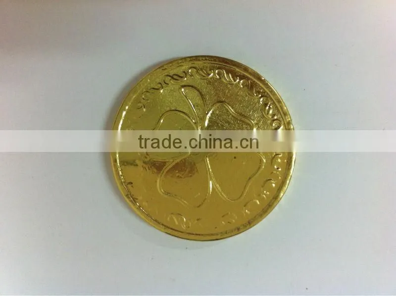 Gift money packing golden coin shape milk chocolate