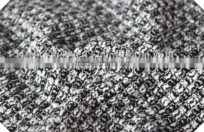 Wholesale black/white trendy tweed fabric, fancy thick black white plaid fabric for scarf
