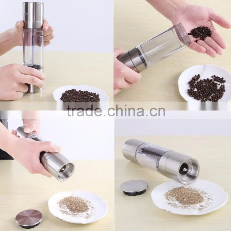 Adjustable Ceramic Grinding Mechanism Stainless Steel Salt and Pepper grinder Set 2 in 1 Salt and Pepper Mill Set