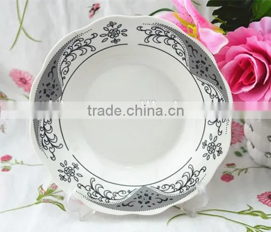 cut edge ceramic plate printed,custom printed ceramic plate,plain ceramic plates