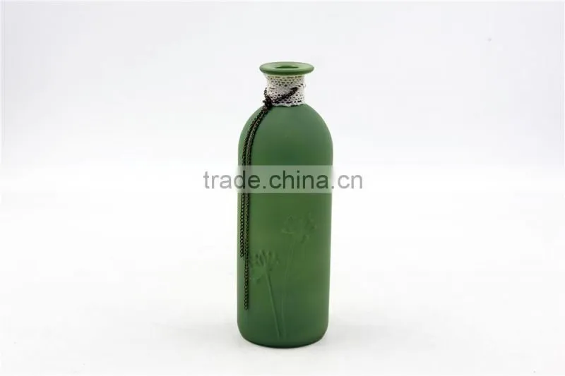 green color thin tall glass vase