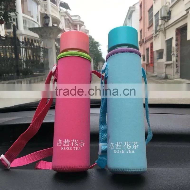 Glass Water Bottle - Eco-friendly Borosilicate Glass, No BPA, PVC and Lead, with Portable Nylon Sleeve,
