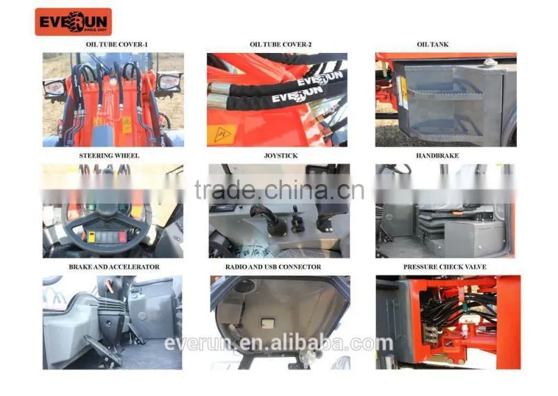 Everun Machinery ER20 Front End Compact Wheel Loader With Adjustable Steering Wheel