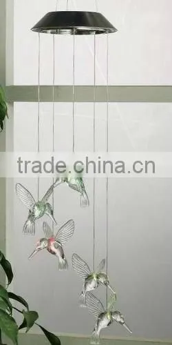 Indoor bird decorative led solar wind chimes light