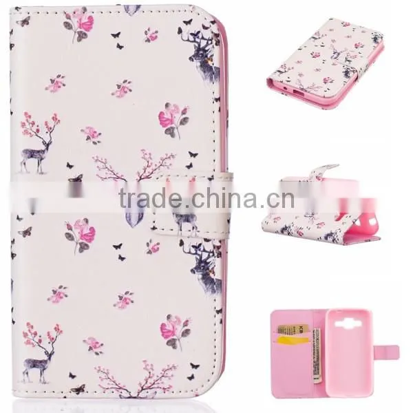 Relief painting phone shell PU leather phone case flip leather holster for Samsung G530