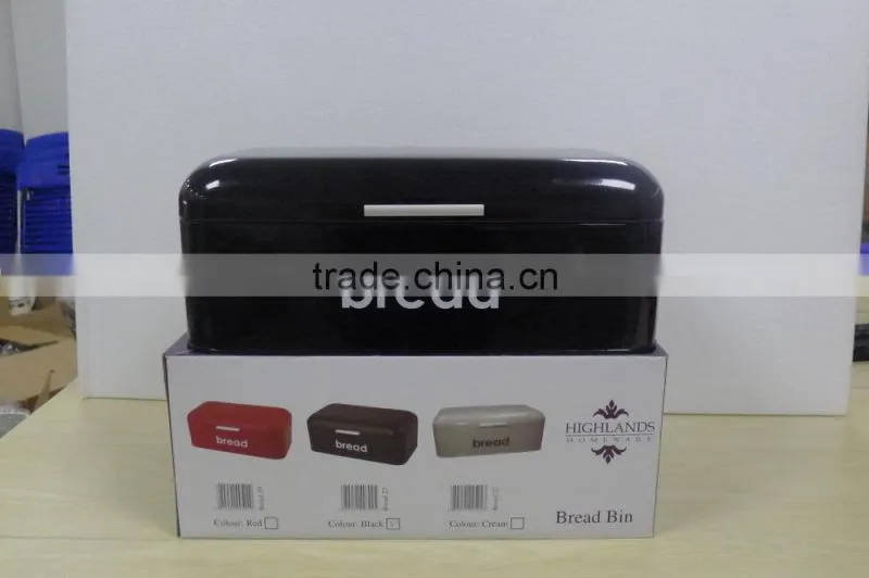 CURVED STEEL ROLL TOP BREAD BIN KITCHEN FOOD STORAGE BLACK BOX
