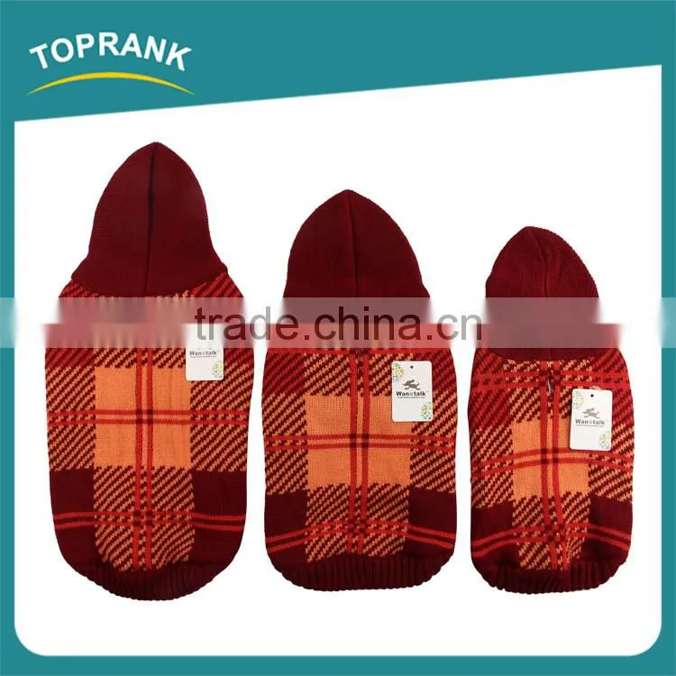 Wholesale pet apparel classical grid patterned dog clothes winter with hat