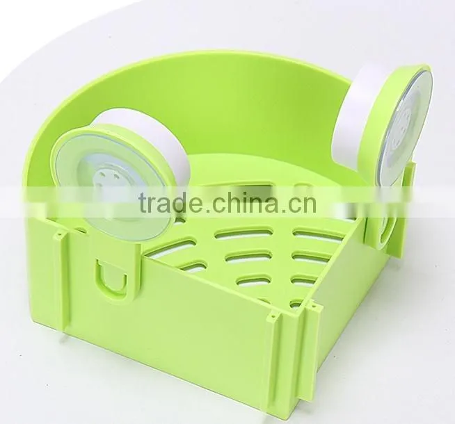 Vacuum suction cup bathroom and kitchen plastic triangle shelf/holder