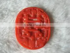 wholesale 30-40mm oval light red chinese alphabet carved natural coral pendant