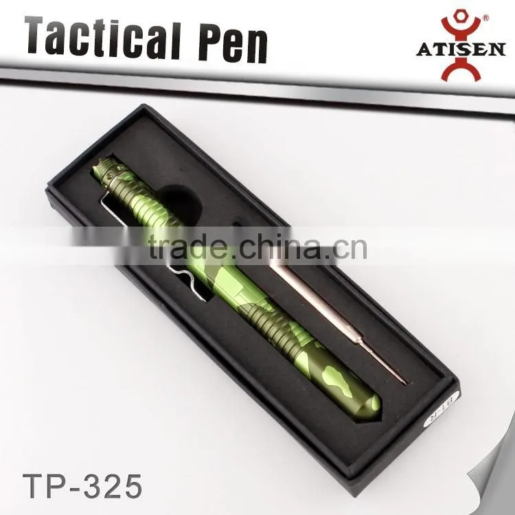 Tactical Pen Crown Tip Screw Cap in Camo Color Protection in Hand