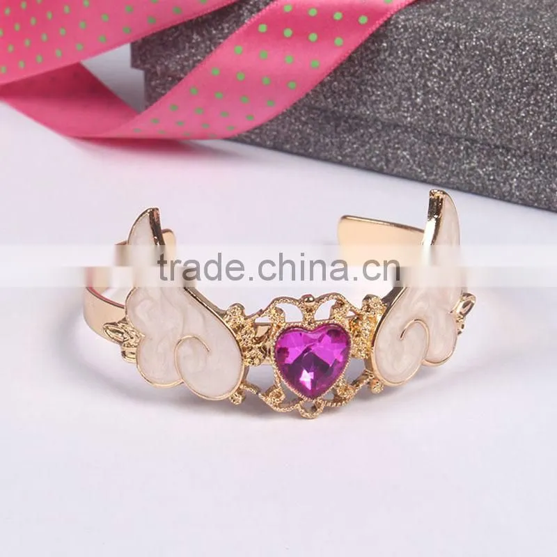 crystal heart angel wing cuff bangle gold angel wing cuff bangle