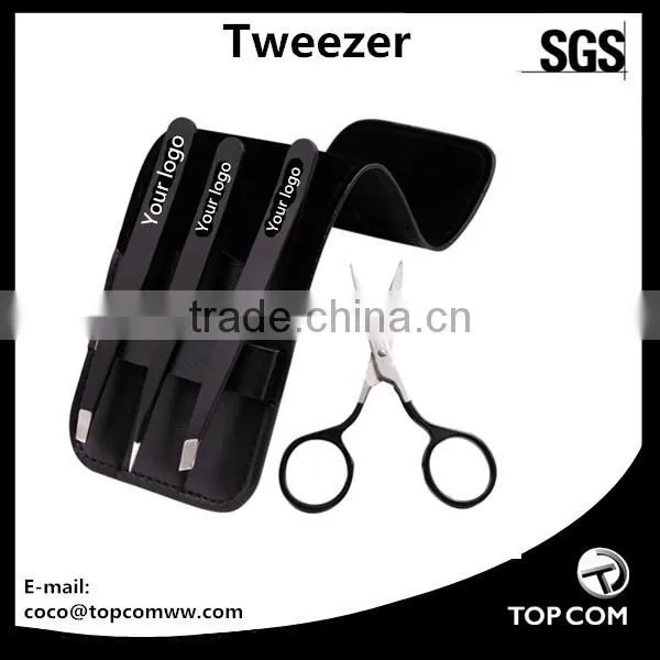IVON 4 pack Tweezers Set- Stainless Steel Flat,Pointed,Slanted Tweezer and Eyebrow scissors