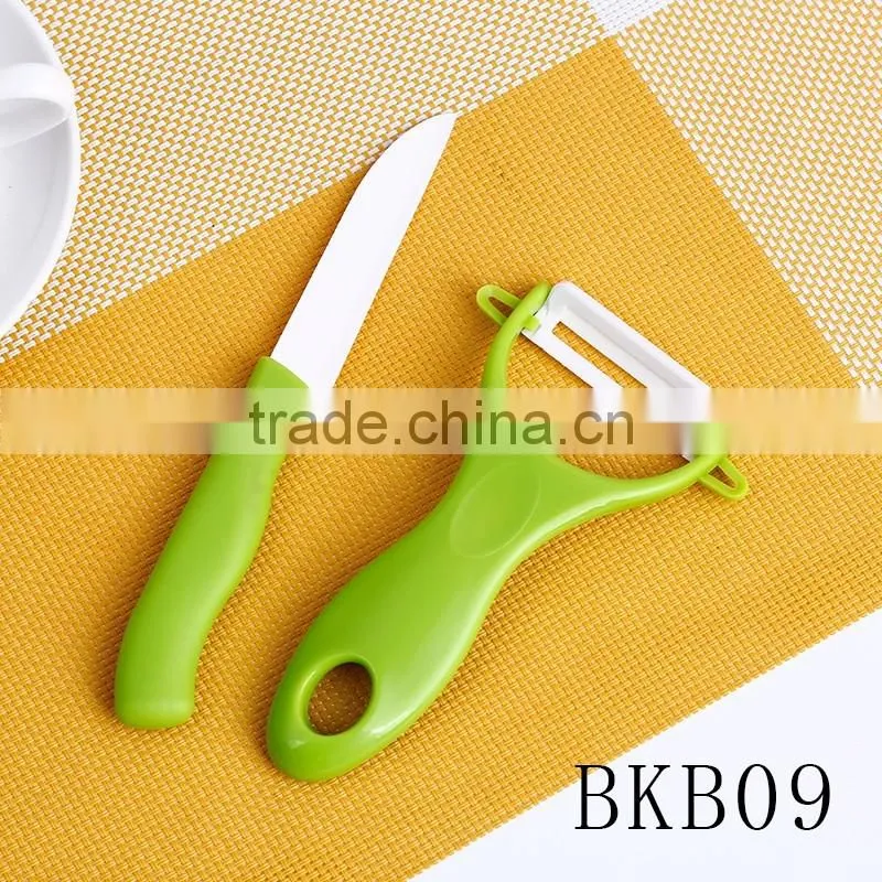 BKB09 Cute ABS handle Ceramic Knife+Ceramic fruit peeler sets