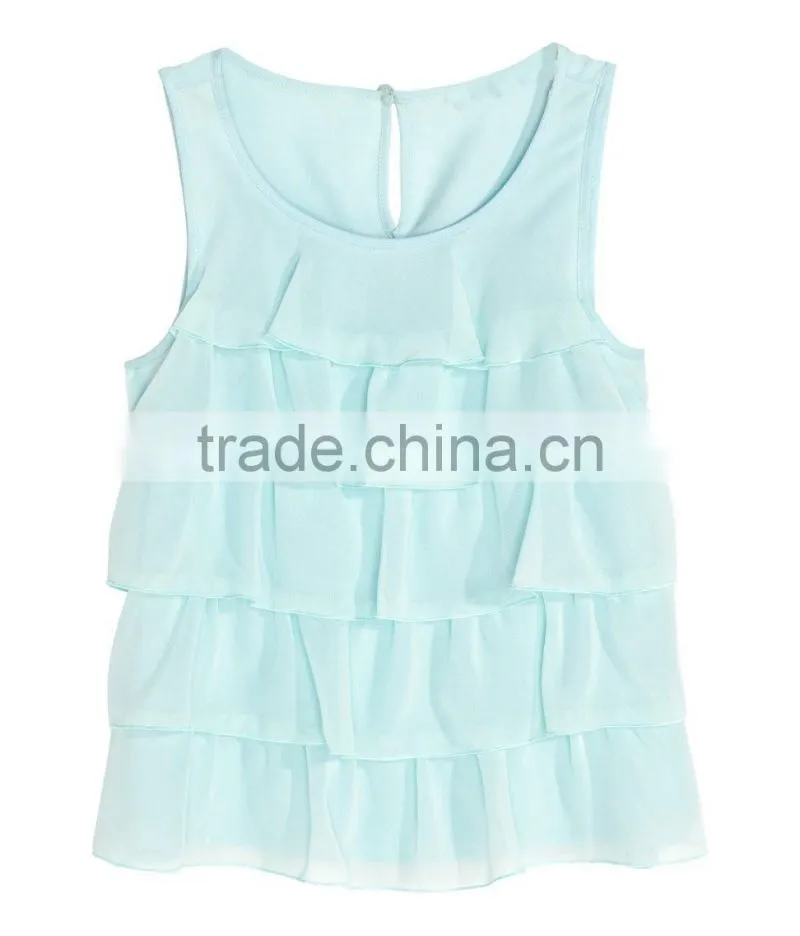 2016 Children Little Girls Flowy Tiered Sleeveless Top HST8035