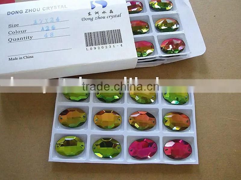 crystal button with two holes AB color