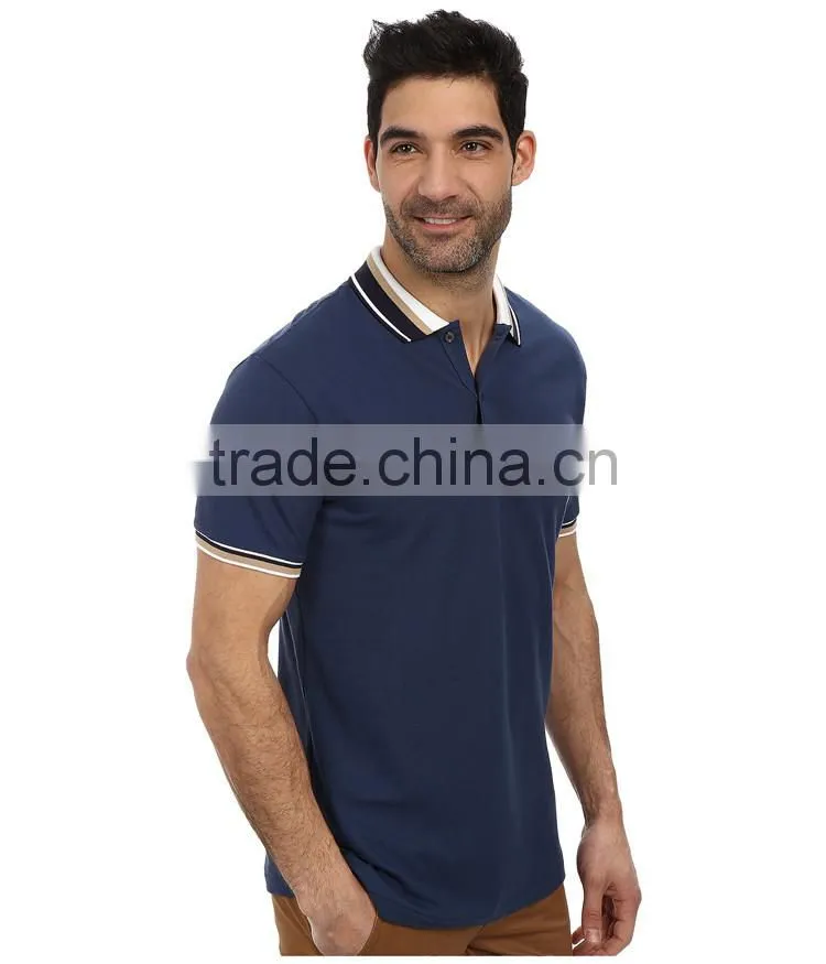 2015 latest custom short sleeve mens fancy pique camisetas polo, ribbing camisetas polo