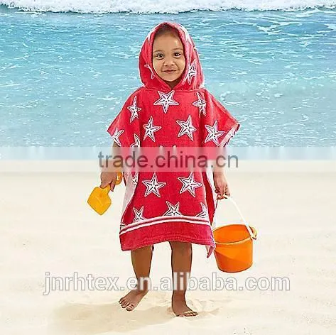 Kids priate velour hooded towel in blue/red for child,custom cotton hooded baby bath towel