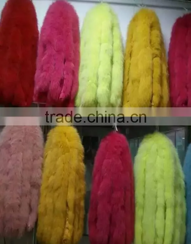 BBG-H-25 Dye color Large fox Fur tail Collar /real fur Trim for Winter Coat/Parka