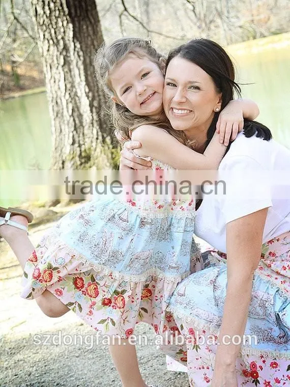 2017 Printed Matching Mother Daughter Clothes Plus Size Maxi Dress