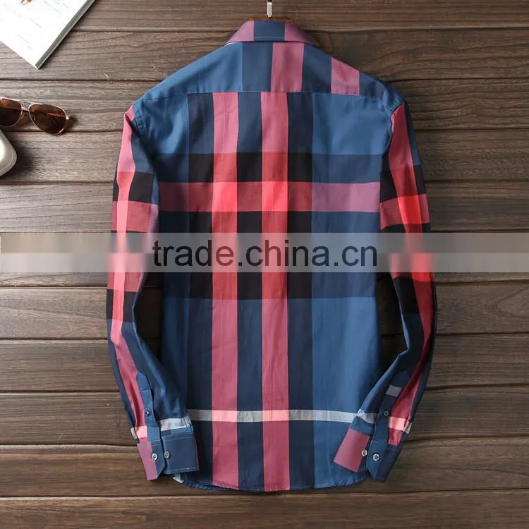 High quality oem long sleeve 100% cotton check casual shirt design with private logo