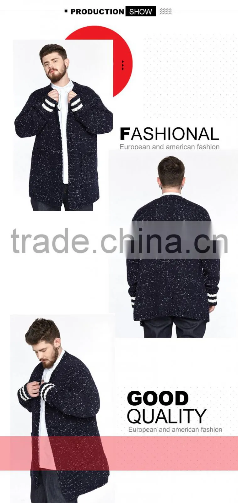 2017 trend cool knitwear winter long thick sweater mens cardigan for wholesale