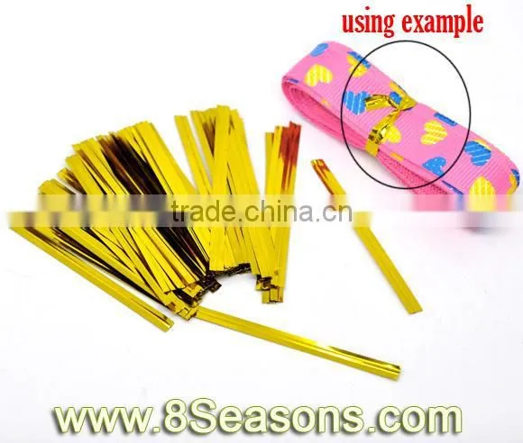 2 Packets(1500PCs) Metallic Gold Plated Twist Ties 6cm,8seasons