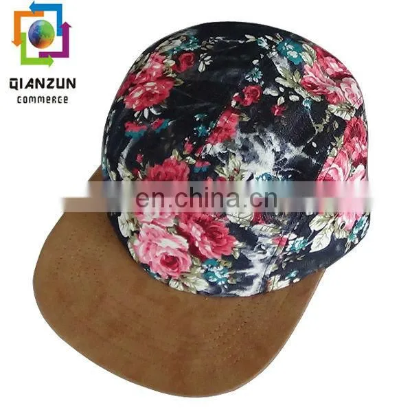 Custom made floral 5 panel drop shipping snapback caps