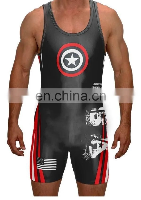 sublimated black plus size wrestling singlets