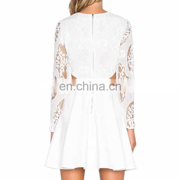 Long Sleeve High Neckline Latest Lace Dresses Fashion Dresses
